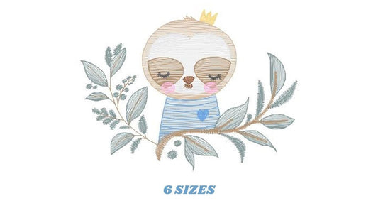 Sloth embroidery designs - Baby boy embroidery design machine embroidery pattern - Sloth with leaves embroidery file - digital download pes Marcia Embroidery
