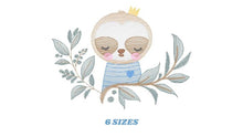 Load image into Gallery viewer, Sloth embroidery designs - Baby boy embroidery design machine embroidery pattern - Sloth with leaves embroidery file - digital download pes
