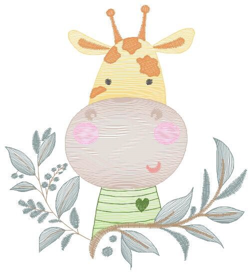 Giraffe with leaves embroidery design - Safari Wild Animal embroidery designs machine embroidery pattern - Instant digital download pes jef Marcia Embroidery