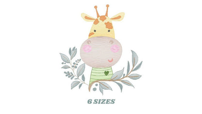 Giraffe with leaves embroidery design - Safari Wild Animal embroidery designs machine embroidery pattern - Instant digital download pes jef Marcia Embroidery