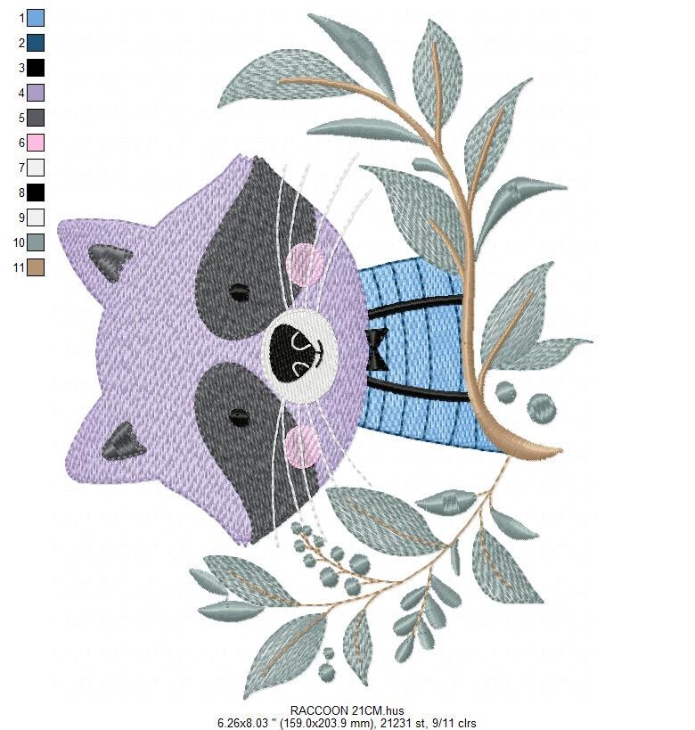 Raccoon embroidery designs - Animal embroidery design machine embroidery pattern - woodland embroidery file - Baby boy embroidery download Marcia Embroidery