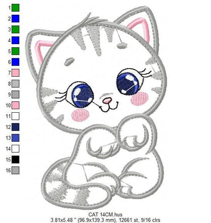 Cat embroidery design - Animal embroidery designs machine embroidery pattern - Kitten embroidery file - baby girl embroidery cat design