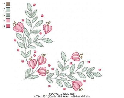 Flowers embroidery designs - Kitchen Towel embroidery design machine embroidery pattern - Tulip embroidery file - rose floral embroidery pes Marcia Embroidery