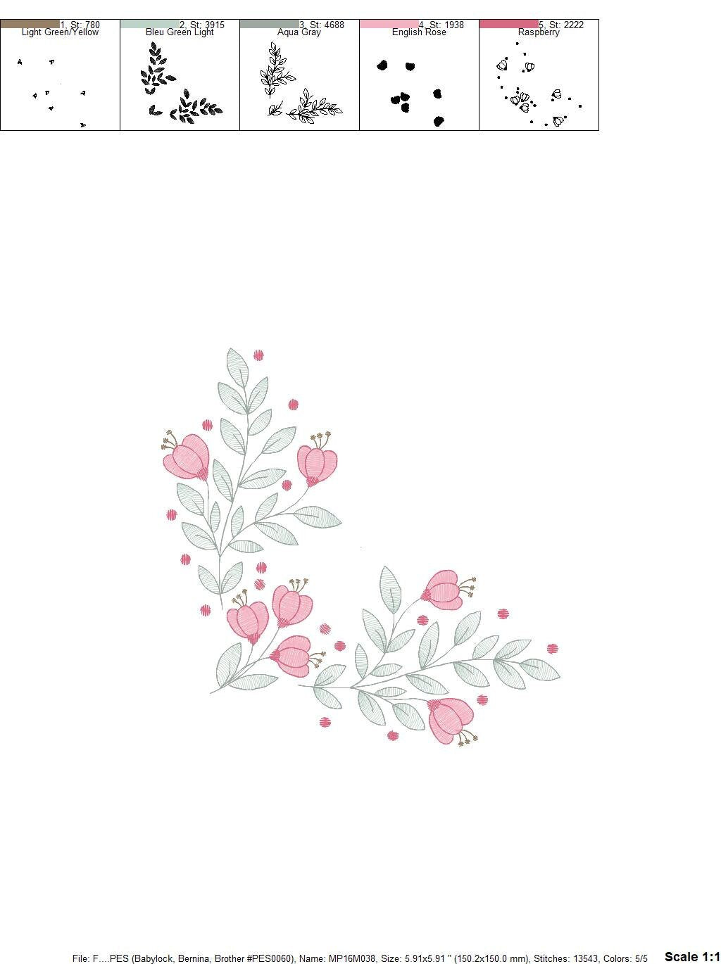 Flowers embroidery designs - Kitchen Towel embroidery design machine embroidery pattern - Tulip embroidery file - rose floral embroidery pes Marcia Embroidery