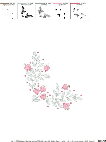 Flowers embroidery designs - Kitchen Towel embroidery design machine embroidery pattern - Tulip embroidery file - rose floral embroidery pes Marcia Embroidery