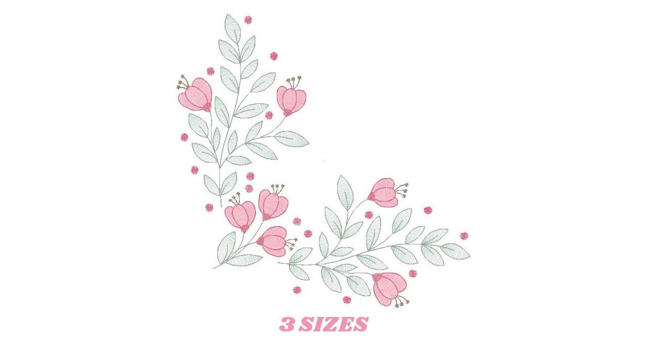 Flowers embroidery designs - Kitchen Towel embroidery design machine embroidery pattern - Tulip embroidery file - rose floral embroidery pes Marcia Embroidery
