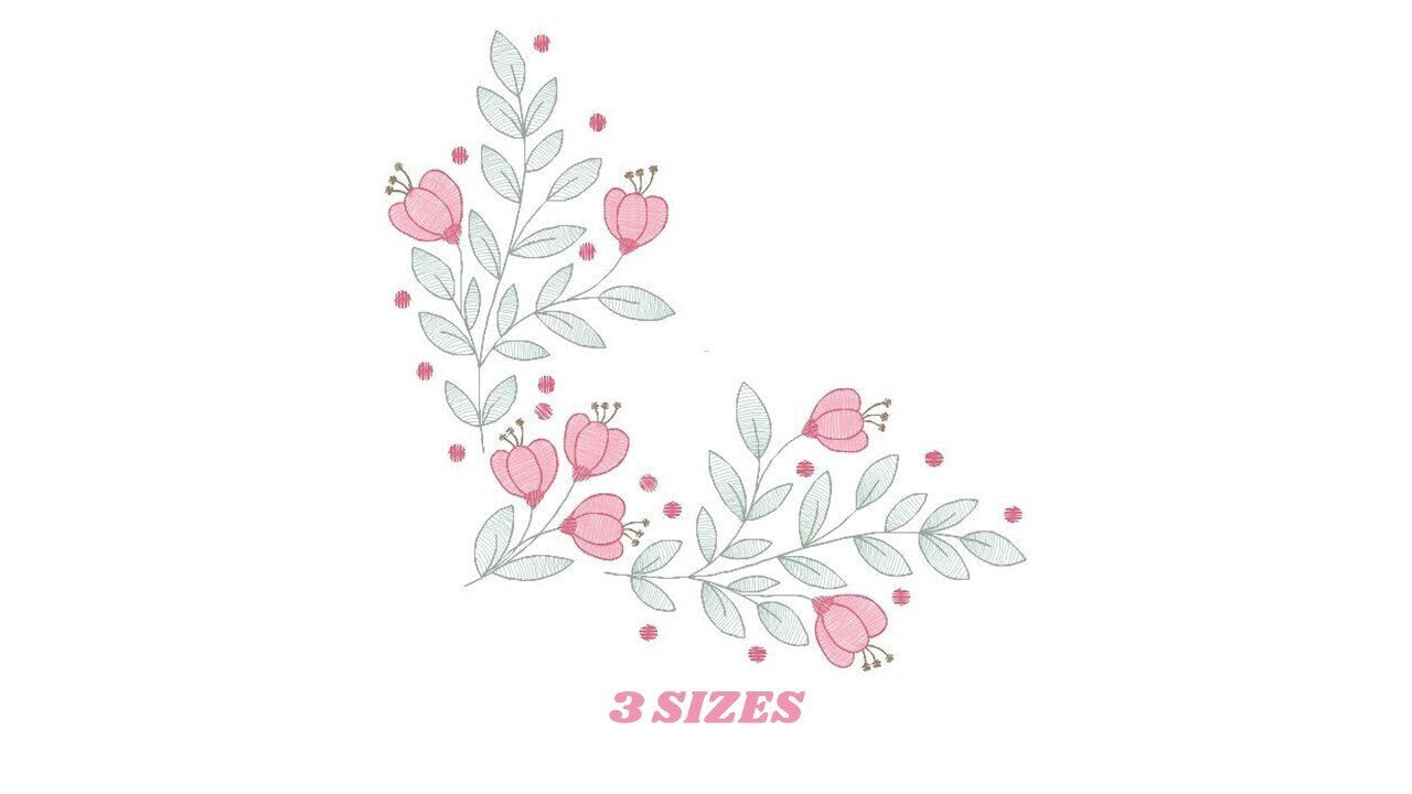 Flowers embroidery designs - Kitchen Towel embroidery design machine embroidery pattern - Tulip embroidery file - rose floral embroidery pes Marcia Embroidery