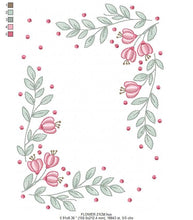 Cargar imagen en el visor de la galería, Flowers embroidery designs - Flower Frame embroidery design machine embroidery pattern - rose embroidery file - tea towel apron kitchen pes
