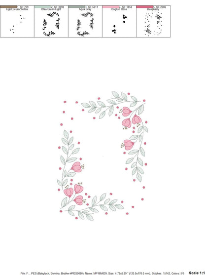 Flowers embroidery designs - Flower Frame embroidery design machine embroidery pattern - rose embroidery file - tea towel apron kitchen pes