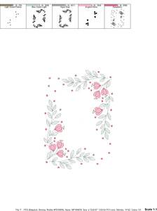 Flowers embroidery designs - Flower Frame embroidery design machine embroidery pattern - rose embroidery file - tea towel apron kitchen pes