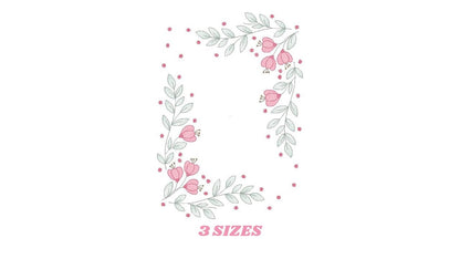 Flowers embroidery designs - Flower Frame embroidery design machine embroidery pattern - rose embroidery file - tea towel apron kitchen pes