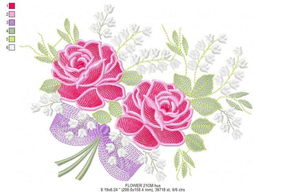 Floral Bouquet embroidery designs - Rose embroidery design machine embroidery pattern - Flower kitchen embroidery file - instant download