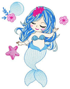Mermaid embroidery designs - Sea Princess embroidery design machine embroidery pattern - Mermaid rippled design - Baby Girl embroidery file