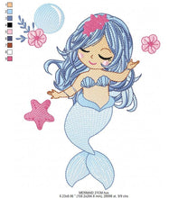 Cargar imagen en el visor de la galería, Mermaid embroidery designs - Sea Princess embroidery design machine embroidery pattern - Mermaid rippled design - Baby Girl embroidery file

