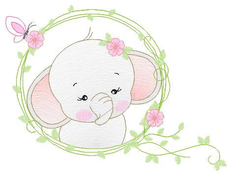 Elephant embroidery designs -  Animal embroidery design machine embroidery pattern - Baby girl embroidery file - instant download Flowers Marcia Embroidery