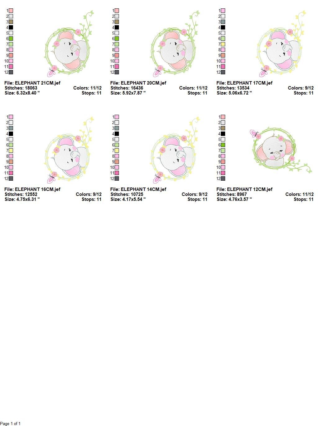 Elephant embroidery designs -  Animal embroidery design machine embroidery pattern - Baby girl embroidery file - instant download Flowers Marcia Embroidery