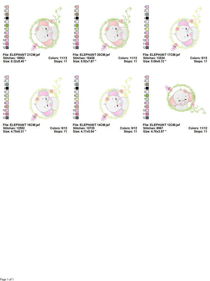 Elephant embroidery designs -  Animal embroidery design machine embroidery pattern - Baby girl embroidery file - instant download Flowers Marcia Embroidery