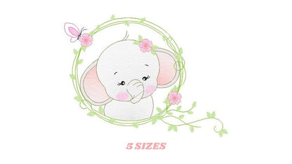 Elephant embroidery designs -  Animal embroidery design machine embroidery pattern - Baby girl embroidery file - instant download Flowers Marcia Embroidery