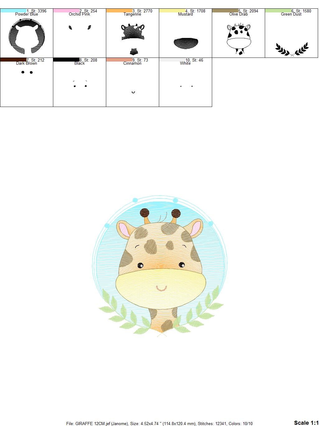 Giraffe embroidery design - Animal embroidery designs machine embroidery pattern - Baby boy embroidery file - Safari embroidery download Marcia Embroidery
