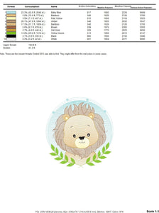 Lion face embroidery designs - Lion embroidery design machine embroidery pattern - Safari embroidery file - Laurel frame embroidery download