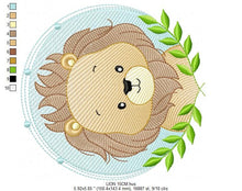 Cargar imagen en el visor de la galería, Lion face embroidery designs - Lion embroidery design machine embroidery pattern - Safari embroidery file - Laurel frame embroidery download
