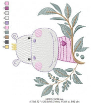 Charger l&#39;image dans la galerie, Hippo embroidery designs - Safari embroidery design machine embroidery pattern - Animal embroidery file - baby boy embroidery pes download
