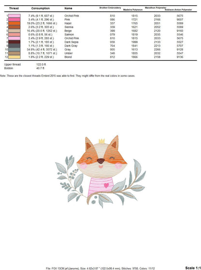 Fox embroidery designs - Red Fox embroidery design machine embroidery pattern - Woodland Animal embroidery file - Baby boy Marcia Embroidery