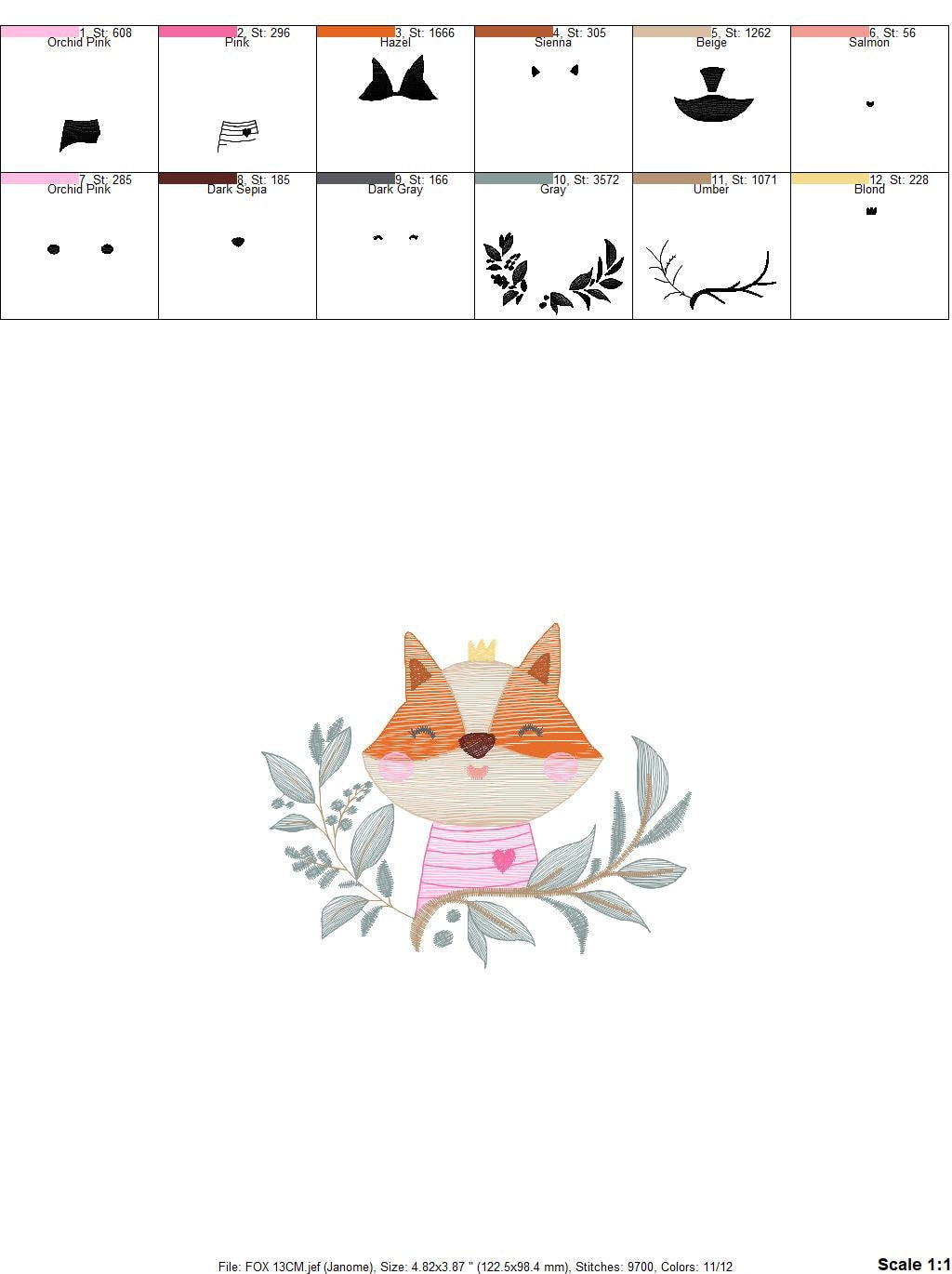 Fox embroidery designs - Red Fox embroidery design machine embroidery pattern - Woodland Animal embroidery file - Baby boy Marcia Embroidery