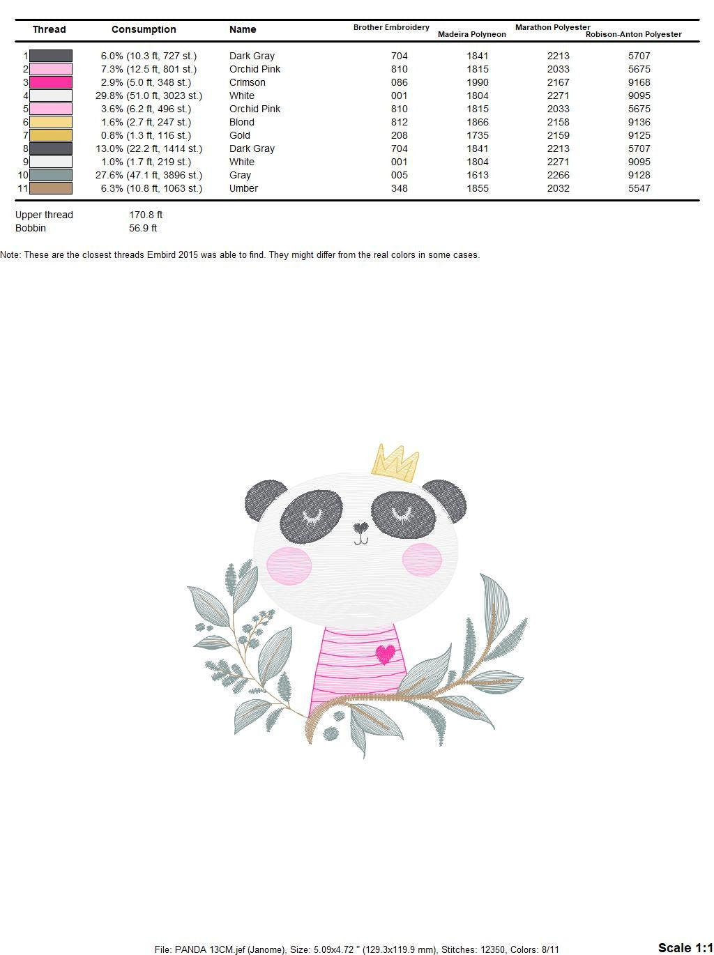 Panda embroidery design - Animal with crown embroidery designs machine embroidery pattern - Baby boy embroidery - Panda with tree - download Marcia Embroidery