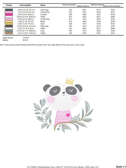 Panda embroidery design - Animal with crown embroidery designs machine embroidery pattern - Baby boy embroidery - Panda with tree - download Marcia Embroidery
