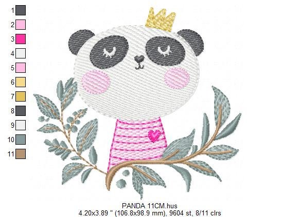 Panda embroidery design - Animal with crown embroidery designs machine embroidery pattern - Baby boy embroidery - Panda with tree - download Marcia Embroidery