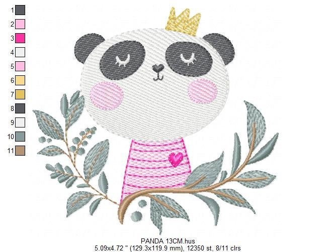 Panda embroidery design - Animal with crown embroidery designs machine embroidery pattern - Baby boy embroidery - Panda with tree - download Marcia Embroidery