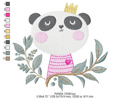 Panda embroidery design - Animal with crown embroidery designs machine embroidery pattern - Baby boy embroidery - Panda with tree - download Marcia Embroidery
