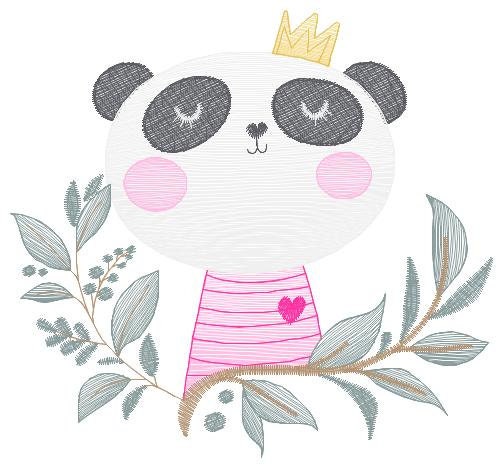 Panda embroidery design - Animal with crown embroidery designs machine embroidery pattern - Baby boy embroidery - Panda with tree - download Marcia Embroidery