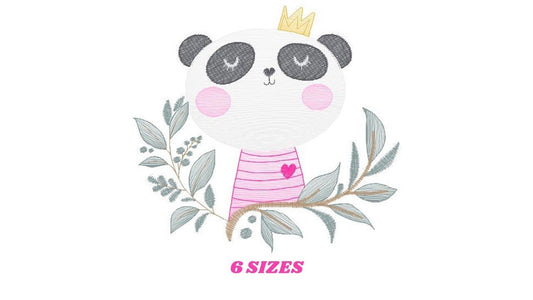 Panda embroidery design - Animal with crown embroidery designs machine embroidery pattern - Baby boy embroidery - Panda with tree - download Marcia Embroidery