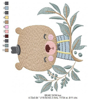 Bear embroidery designs - Baby boy embroidery design machine embroidery pattern - Teddy Bear with hat embroidery file - instant download pes Marcia Embroidery