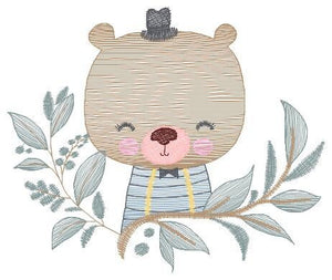 Bear embroidery designs - Baby boy embroidery design machine embroidery pattern - Teddy Bear with hat embroidery file - instant download pes