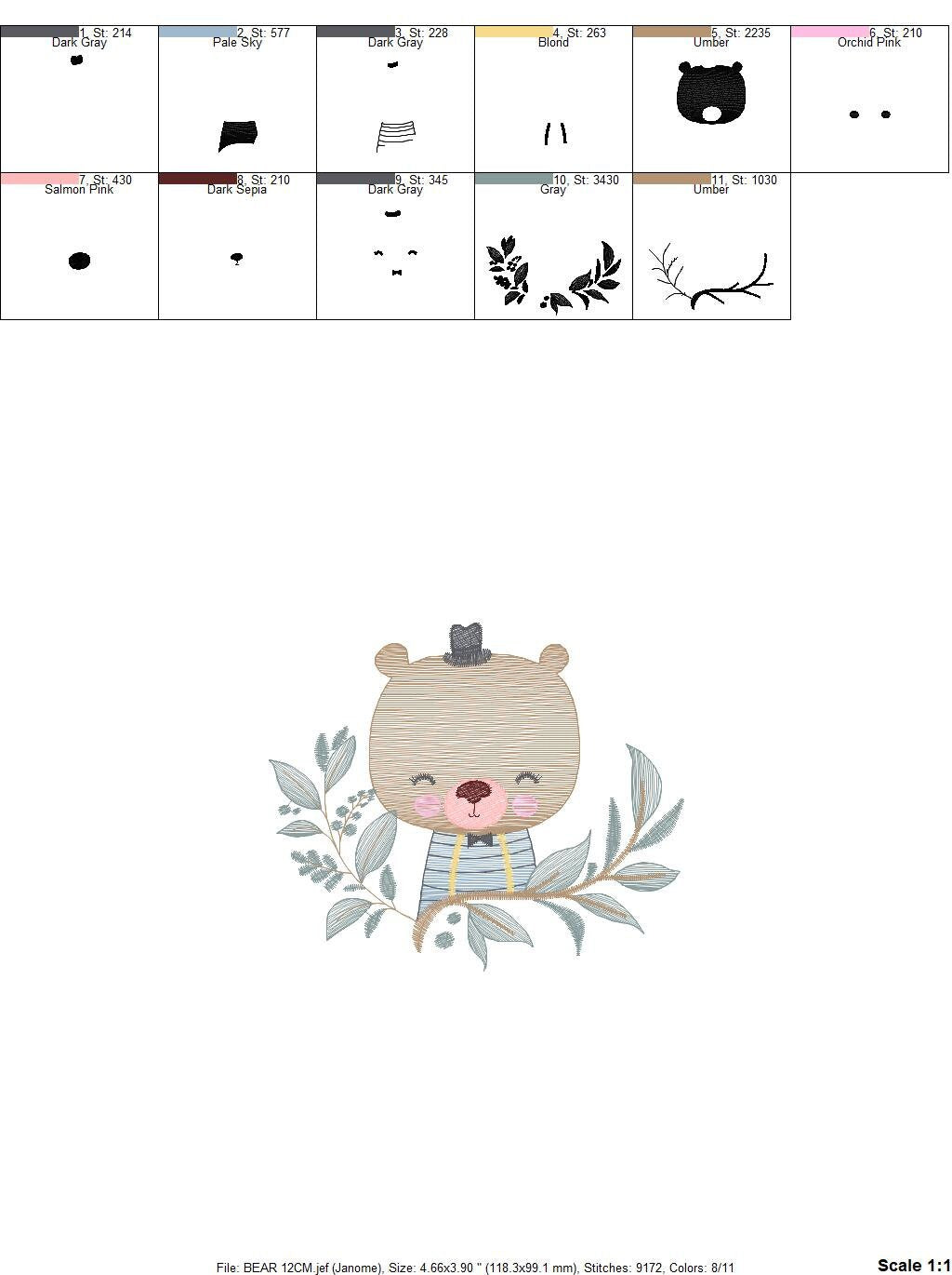 Bear embroidery designs - Baby boy embroidery design machine embroidery pattern - Teddy Bear with hat embroidery file - instant download pes Marcia Embroidery