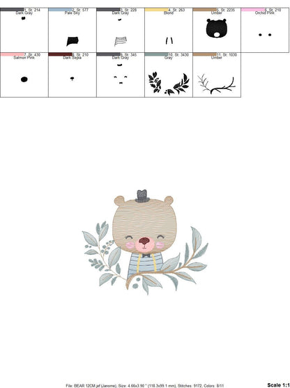 Bear embroidery designs - Baby boy embroidery design machine embroidery pattern - Teddy Bear with hat embroidery file - instant download pes Marcia Embroidery