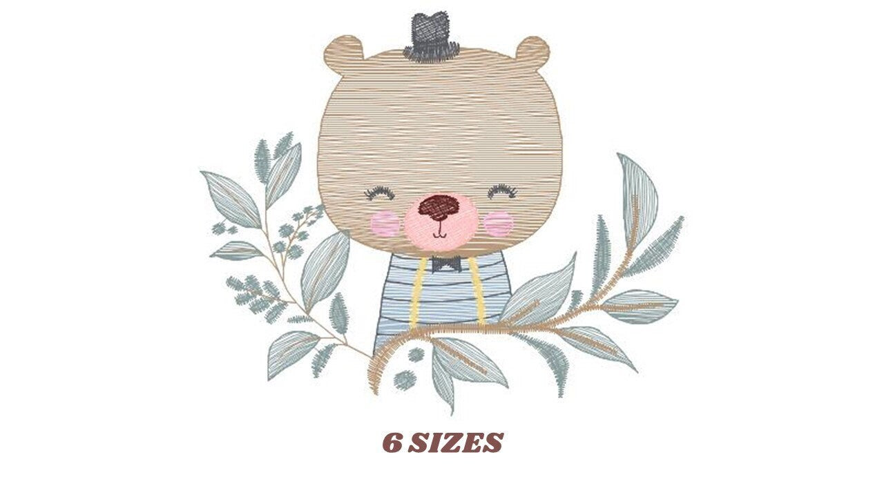 Bear embroidery designs - Baby boy embroidery design machine embroidery pattern - Teddy Bear with hat embroidery file - instant download pes Marcia Embroidery