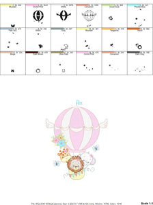 Animal embroidery designs - Hot air balloon embroidery design machine embroidery pattern - Safari embroidery file - Elephant Giraffe Fox pes