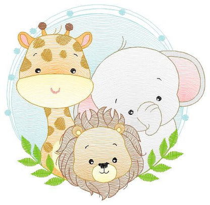 Safari Animals embroidery designs - Lion embroidery design machine embroidery pattern - Giraffe embroidery - Elephant embroidery download
