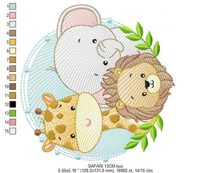 Safari Animals embroidery designs - Lion embroidery design machine embroidery pattern - Giraffe embroidery - Elephant embroidery download