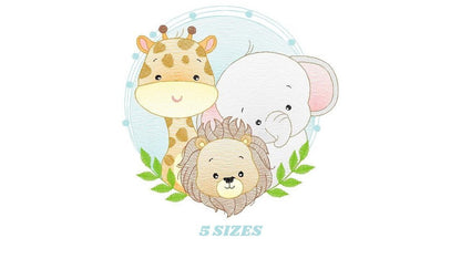 Safari Animals embroidery designs - Lion embroidery design machine embroidery pattern - Giraffe embroidery - Elephant embroidery download