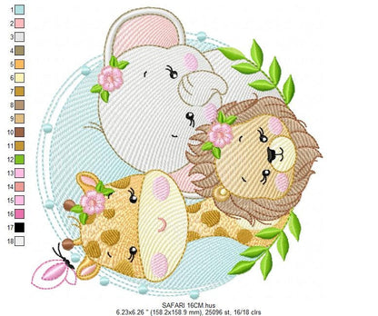 Female Safari Safari embroidery designs - Lion embroidery design machine embroidery pattern - Giraffe embroidery file - Elephant embroidery Marcia Embroidery