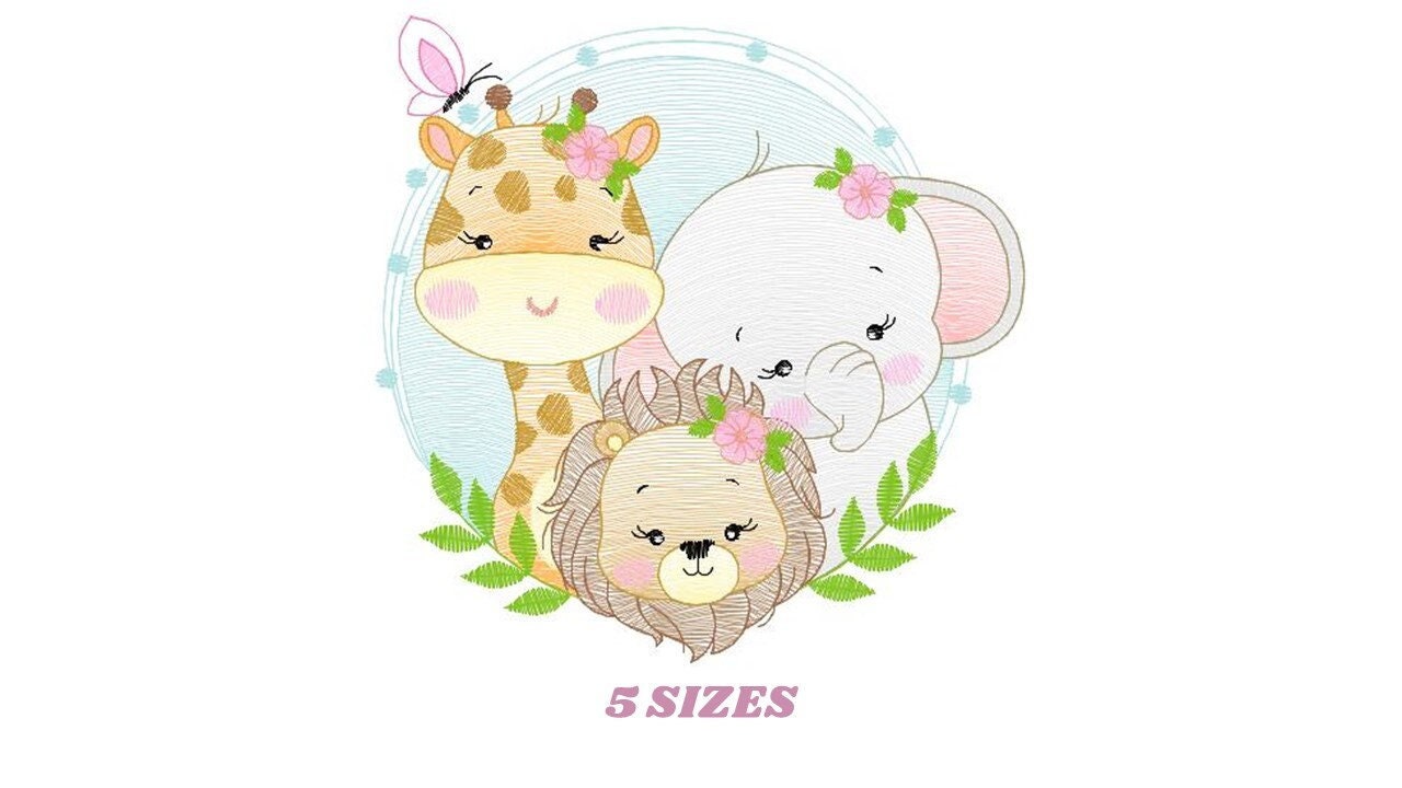 Female Safari Safari embroidery designs - Lion embroidery design machine embroidery pattern - Giraffe embroidery file - Elephant embroidery Marcia Embroidery