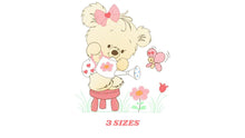 Laden Sie das Bild in den Galerie-Viewer, Female Bear embroidery designs - Baby girl embroidery design machine embroidery pattern - Bear with butterfly embroidery file - digital file
