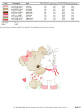 Charger l&#39;image dans la galerie, Animal Bear embroidery designs - Baby girl embroidery design machine embroidery pattern - Bear with horse embroidery file - instant download
