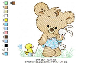 Bear embroidery designs - Baby boy embroidery design machine embroidery pattern - Cute teddy bear embroidery file - instant download pes jef