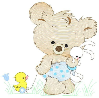 Bear embroidery designs - Baby boy embroidery design machine embroidery pattern - Cute teddy bear embroidery file - instant download pes jef Marcia Embroidery